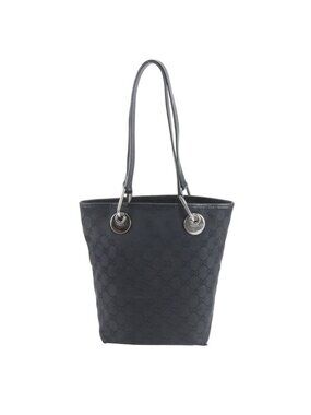 Gucci GG Canvas Eclipse Leather Tote Shoulder Hand Black Mee